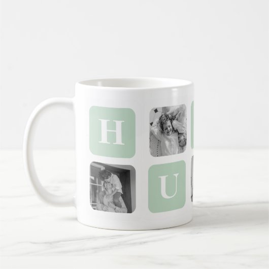 Modernes Collage Foto Minze Bestes Hubby-Geschenk Kaffeetasse (Links)