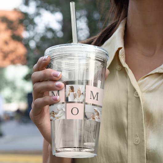 Modernes Collage Foto & Pastell Pink Mommy Geschen Acryltrinkbecher