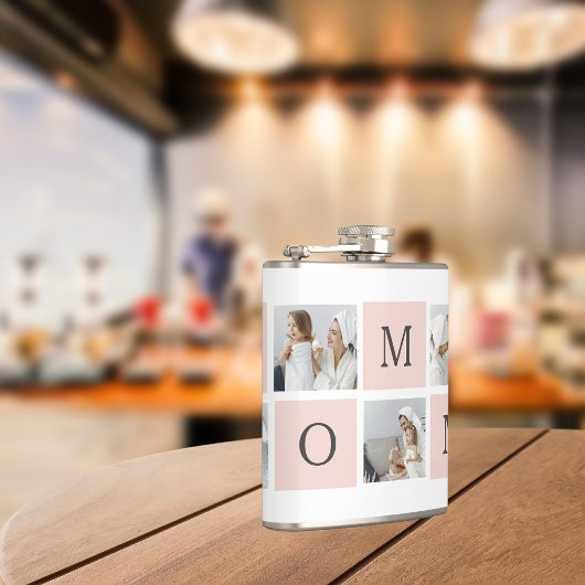 Modernes Collage Foto & Pastell Pink Mommy Geschen Flachmann