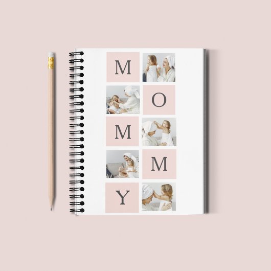 Modernes Collage Foto & Pastell Pink Mommy Geschen Notizblock