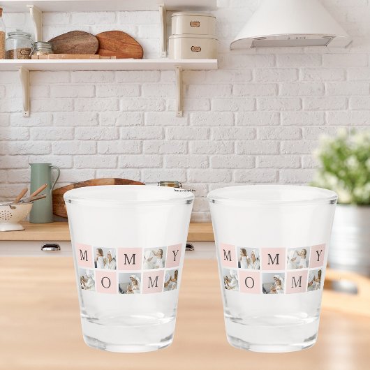 Modernes Collage Foto & Pastell Pink Mommy Geschen Schnapsglas