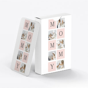 Modernes Collage Foto & Pastell Pink Mommy Geschen Spielkarten