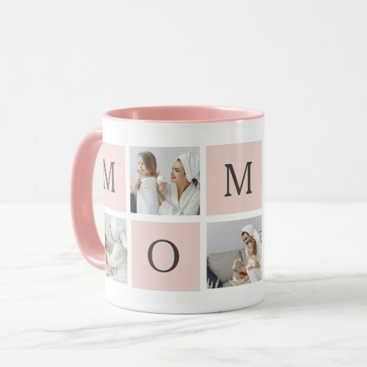 Modernes Collage Foto & Pastell Pink Mommy Geschen Tasse (Vorderseite Links)