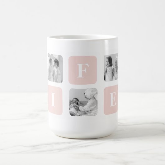 Modernes Collage Foto & Pink Geschenk für eine sch Kaffeetasse (Mittel)