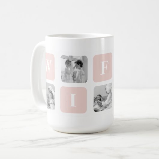 Modernes Collage Foto & Pink Geschenk für eine sch Kaffeetasse (Vorderseite Links)