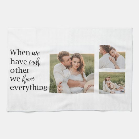 Modernes Collage Foto Romantisches Couquote-Gesche Geschirrtuch (Horizontal)