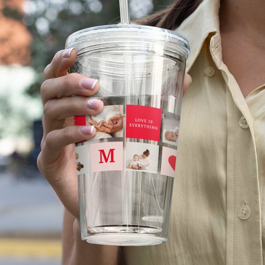 Modernes Collage Foto Rot & Rosa Beste Mama je Ges Acryltrinkbecher