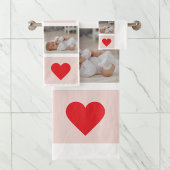 Modernes Collage Foto Rot & Rosa Beste Mama je Ges Badhandtuch Set