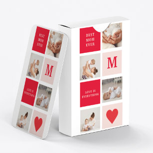 Modernes Collage Foto Rot & Rosa Beste Mama je Ges Spielkarten