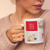Modernes Collage Foto Rot & Rosa Beste Mama je Ges Tasse