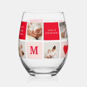 Modernes Collage Foto Rot & Rosa Beste Mama je Ges Weinglas Ohne Stiel (Vorderseite)