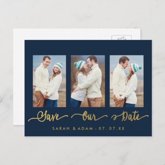 Modernes Collage Foto Save the Date Postkarte (Vorne/Hinten)