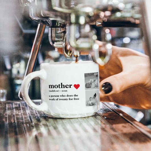 Modernes Collage Foto & Text Red Heart Mother Gift Espressotasse