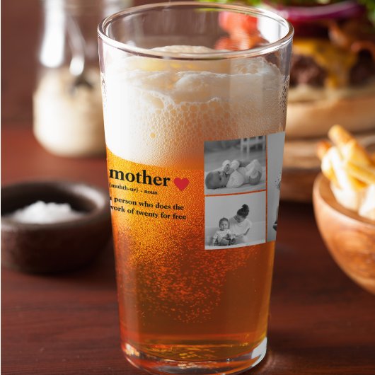 Modernes Collage Foto & Text Red Heart Mother Gift Glas