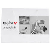 Modernes Collage Foto & Text Red Heart Mother Gift Große Geschenktüte (Rückseite)