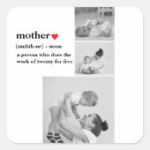 Modernes Collage Foto & Text Red Heart Mother Gift Quadratischer Aufkleber (Vorderseite)