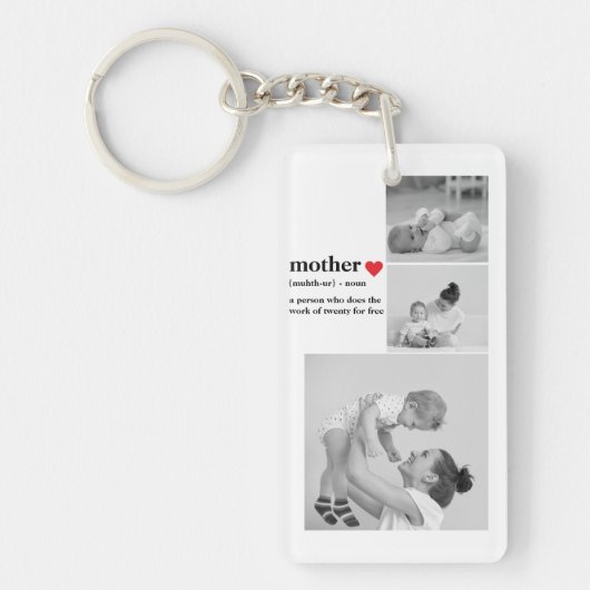 Modernes Collage Foto & Text Red Heart Mother Gift Schlüsselanhänger (Vorderseite)