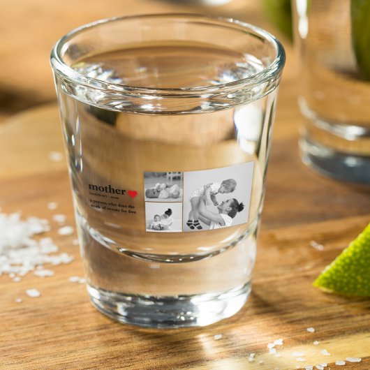 Modernes Collage Foto & Text Red Heart Mother Gift Schnapsglas