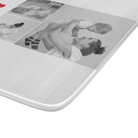 Modernes Collage Foto & Text Red Heart Mother Gift Schneidebrett (Ecke)