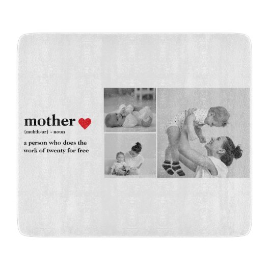 Modernes Collage Foto & Text Red Heart Mother Gift Schneidebrett (Vorderseite)