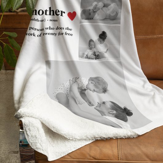 Modernes Collage Foto & Text Red Heart Mother Gift Sherpadecke