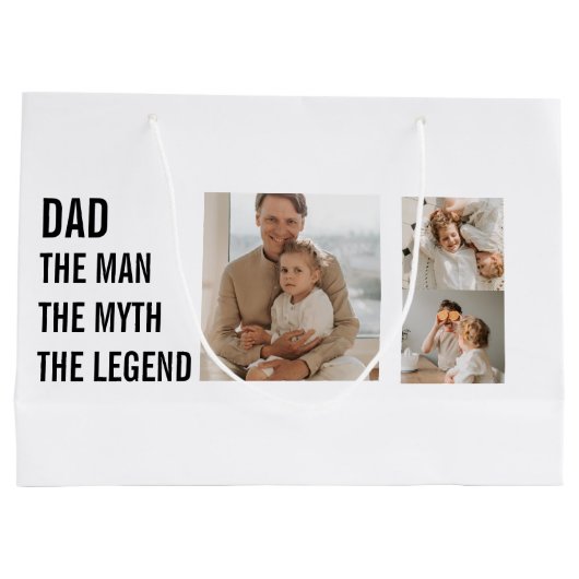 Modernes Collage Foto | VATER Große Geschenktüte (Rückseite)