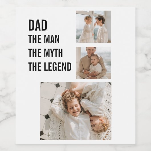 Modernes Collage Foto | VATER Weinetikett (Einzelnes Label)