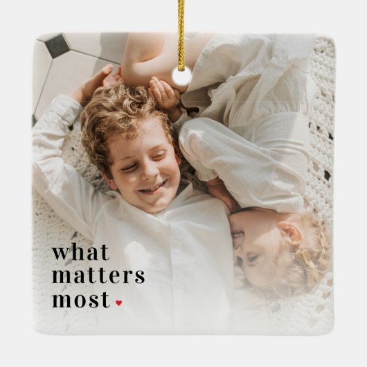 Modernes Collage Foto, was am meisten Familiengesc Keramikornament (Rückseite)