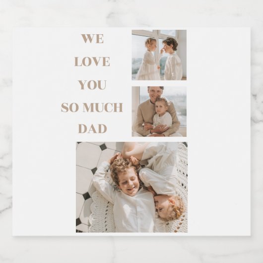 Modernes Collage Foto & We Liebe Vater Geschenke Bierflaschenetikett (Einzelnes Label)