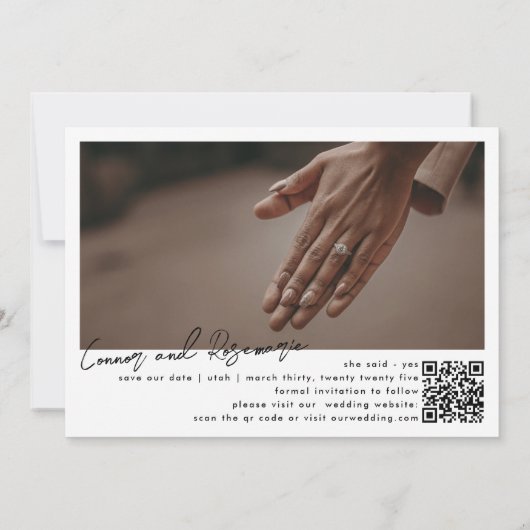 Modernes Collage individualisierbarer QR-Code Mult Save The Date (Rückseite)