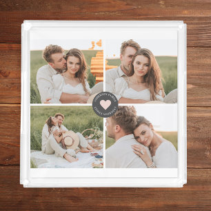 Modernes Collage Personalisiertes Familiengeschenk Acryl Tablett
