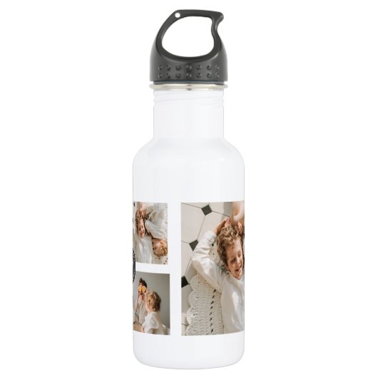 Modernes Collage Personalisiertes Familiengeschenk Edelstahlflasche (Vorderseite)