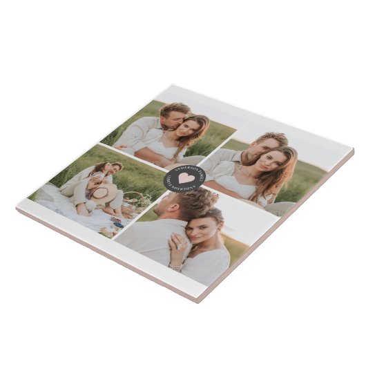 Modernes Collage Personalisiertes Familiengeschenk Fliese (Seite)
