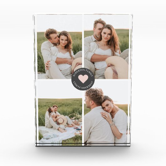 Modernes Collage Personalisiertes Familiengeschenk Fotoblock (Vorderseite)