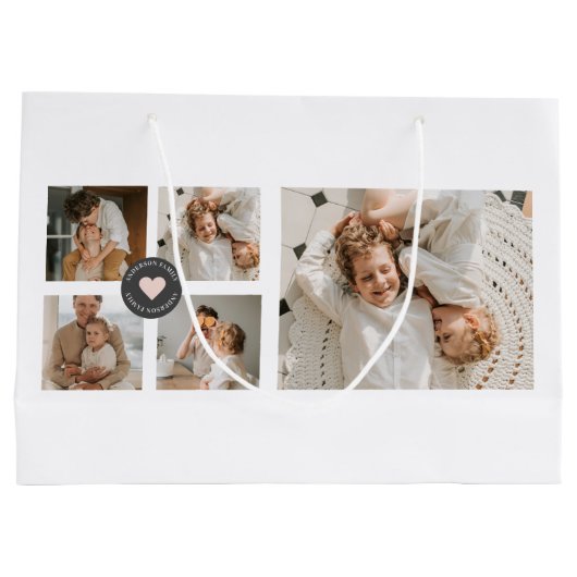 Modernes Collage Personalisiertes Familiengeschenk Große Geschenktüte (Rückseite)