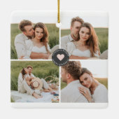Modernes Collage Personalisiertes Familiengeschenk Keramikornament (Rückseite)
