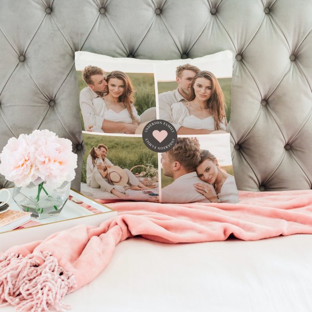 Modernes Collage Personalisiertes Familiengeschenk Kissen (Von Creator hochgeladen)