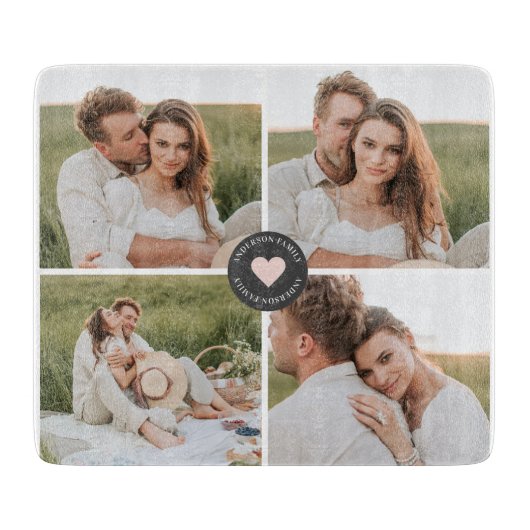 Modernes Collage Personalisiertes Familiengeschenk Schneidebrett (Vorderseite)