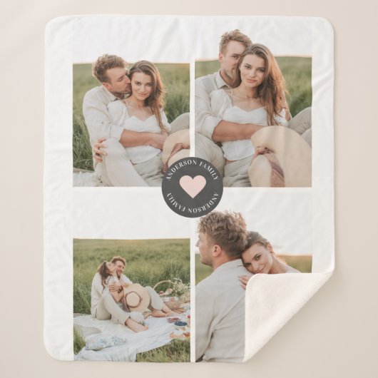 Modernes Collage Personalisiertes Familiengeschenk Sherpadecke (Vorderseite)