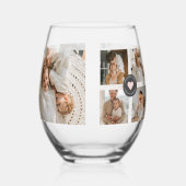 Modernes Collage Personalisiertes Familiengeschenk Weinglas Ohne Stiel (Links)