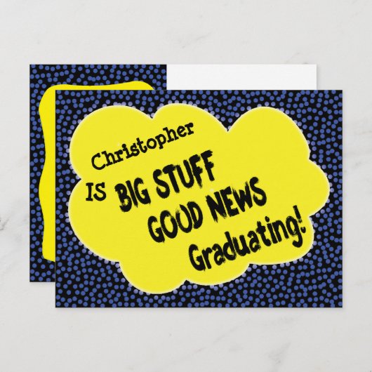 Modernes Comic Abschluss Save the Date Annoucement Postkarte (Vorne/Hinten)