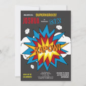 Modernes Comic Buch KAPOW Pop Geburtstag Einladung (Vorderseite)