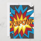 Modernes Comic Buch KAPOW Pop Geburtstag Einladung (Rückseite)