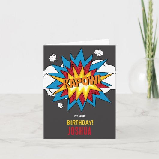 Modernes Comic Buch KAPOW Pop Geburtstag Karte (Vorderseite)