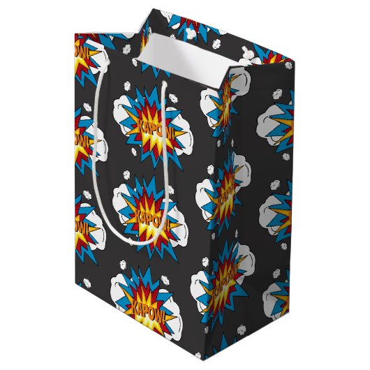 Modernes Comic Buch KAPOW Pop Kunst Mittlere Geschenktüte (Rückseite Schrägansicht)