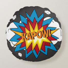 Modernes Comic Buch KAPOW Pop Kunst Rundes Kissen