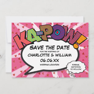 Modernes Comic- Buch KAPOW Rosa Liebesherzen Save The Date