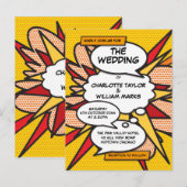 Modernes Comic Buch Pop Hochzeit Einladungspostkarte (Vorne/Hinten)