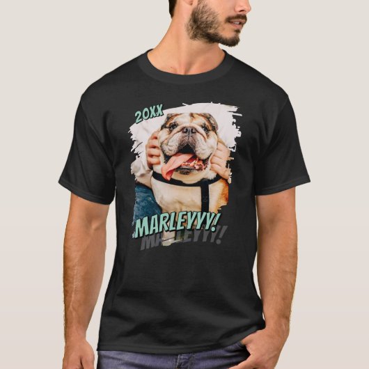 Modernes Comic Einfaches Cooles Grunge Custom Pet  T-Shirt (Vorderseite)