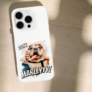 Modernes Comic Einfaches Grunge Custom Pet Foto iPhone 16 Pro Hülle